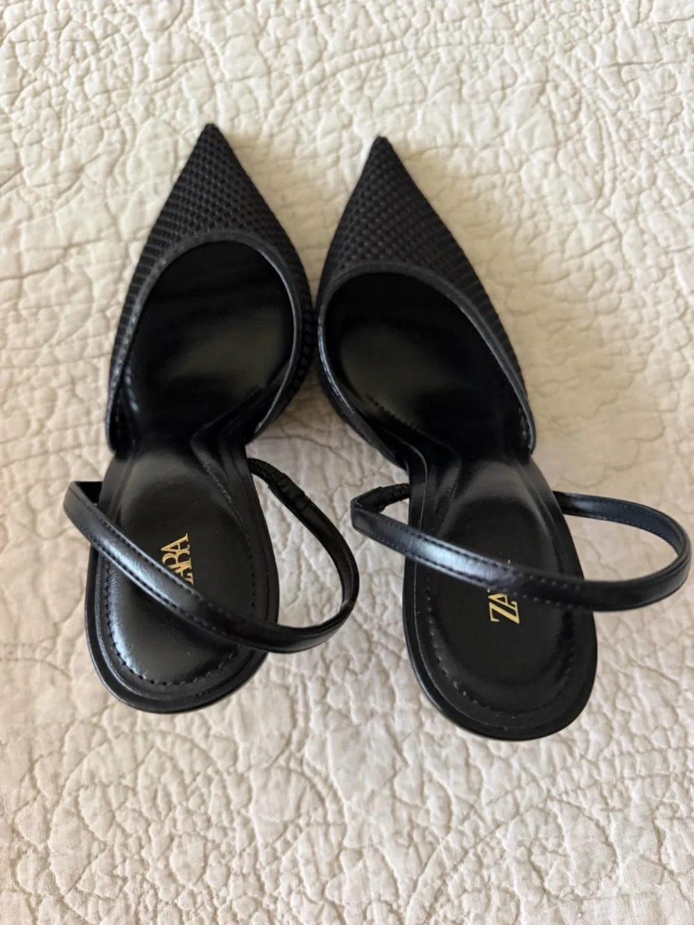 Zara Black Pointed Slingback Mesh Heel - NEW NEVER WORN - Size 8 - Picture 13 of 15
